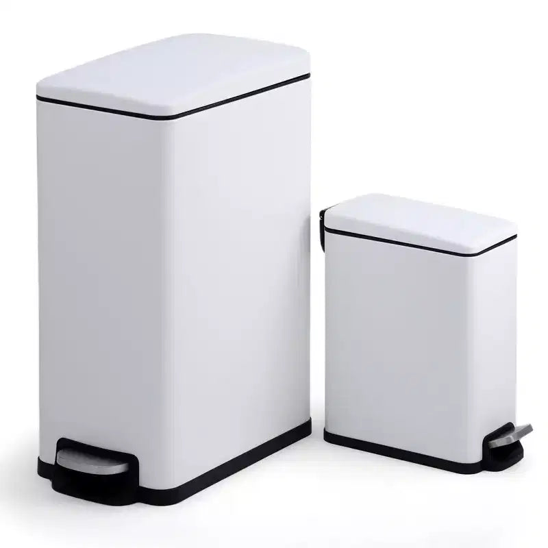 Pattumiera da Cucina Sottile in Acciaio Inox, con Pedale e Coperchio a Chiusura Ammortizzata - Secchio Interno Rimovibile - Cestino Rifiuti Rettangolare Stretto - Casa, Ufficio