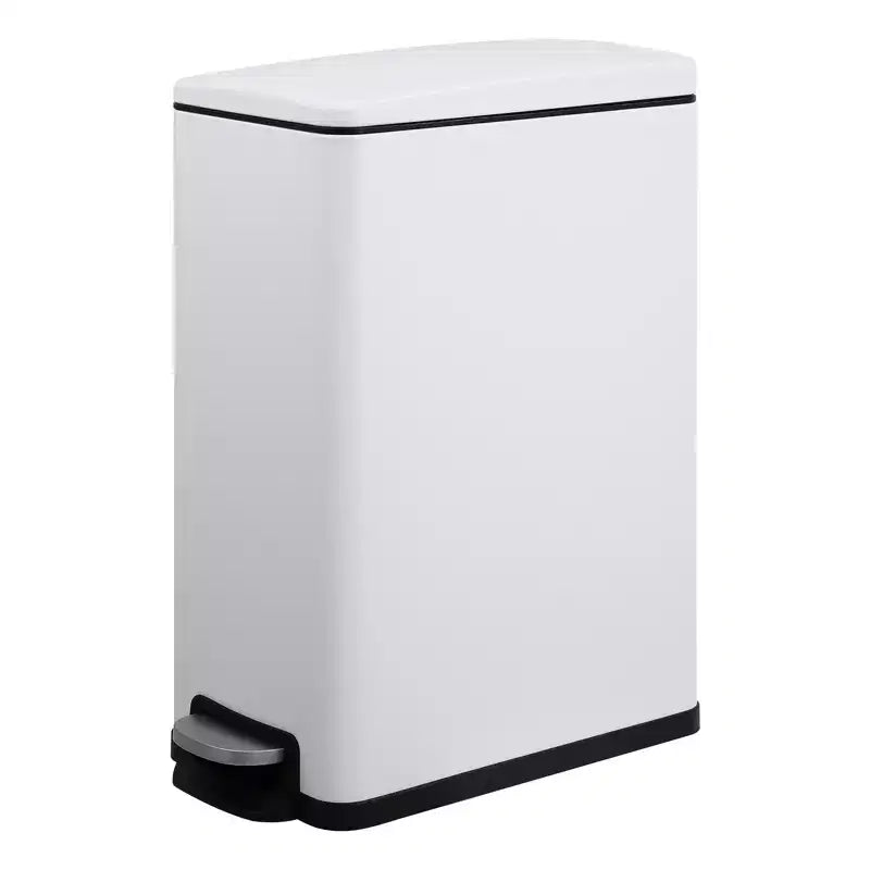 Pattumiera da Cucina Sottile in Acciaio Inox, con Pedale e Coperchio a Chiusura Ammortizzata - Secchio Interno Rimovibile - Cestino Rifiuti Rettangolare Stretto - Casa, Ufficio