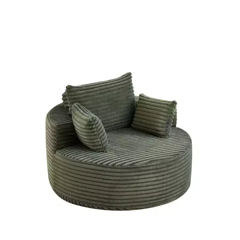 Poltrona rotonda FurnitureR, poltrona accentata imbottita in velluto a coste con seduta profonda, divano singolo moderno e confortevole per soggiorno, camera da letto, appartamento
